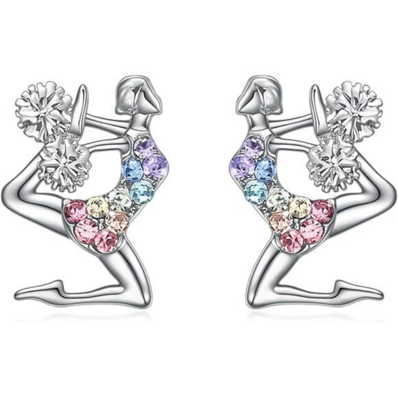 Cheerleader Earrings for Girls Heart Stud Sport Jewelry Cheer Accessories Gift - Picture 6 of 6